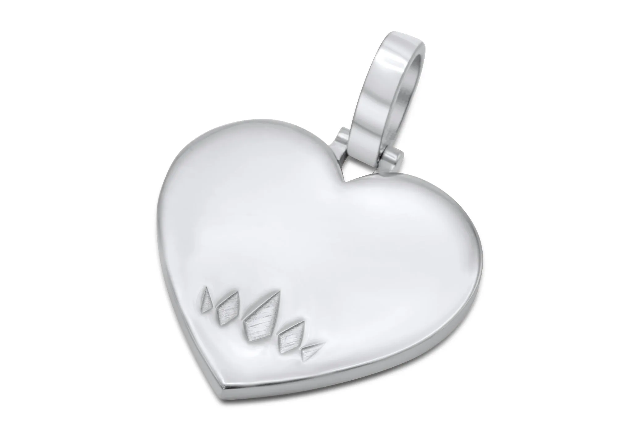 10k Solid White Gold Heart Picture Pendant