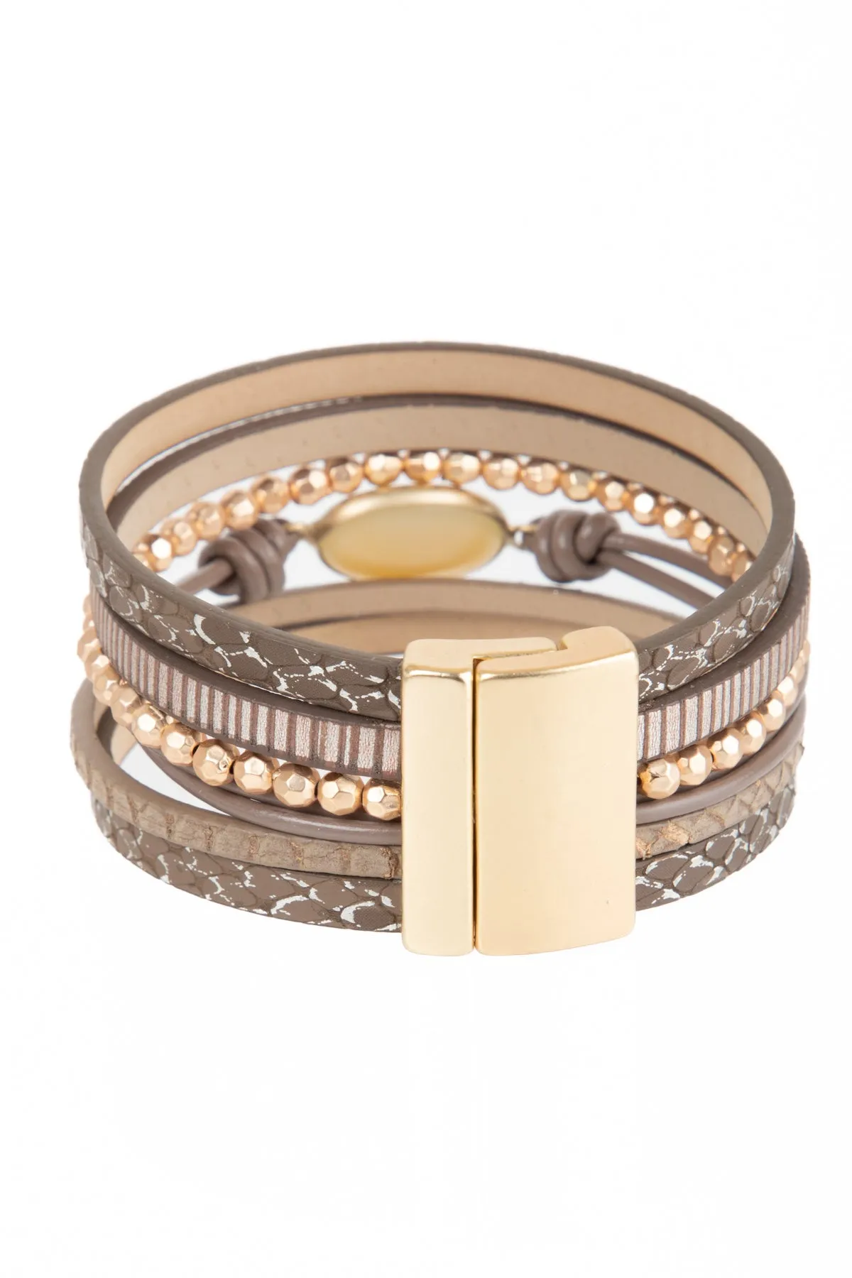 Beaded Leather Agate Bracelet