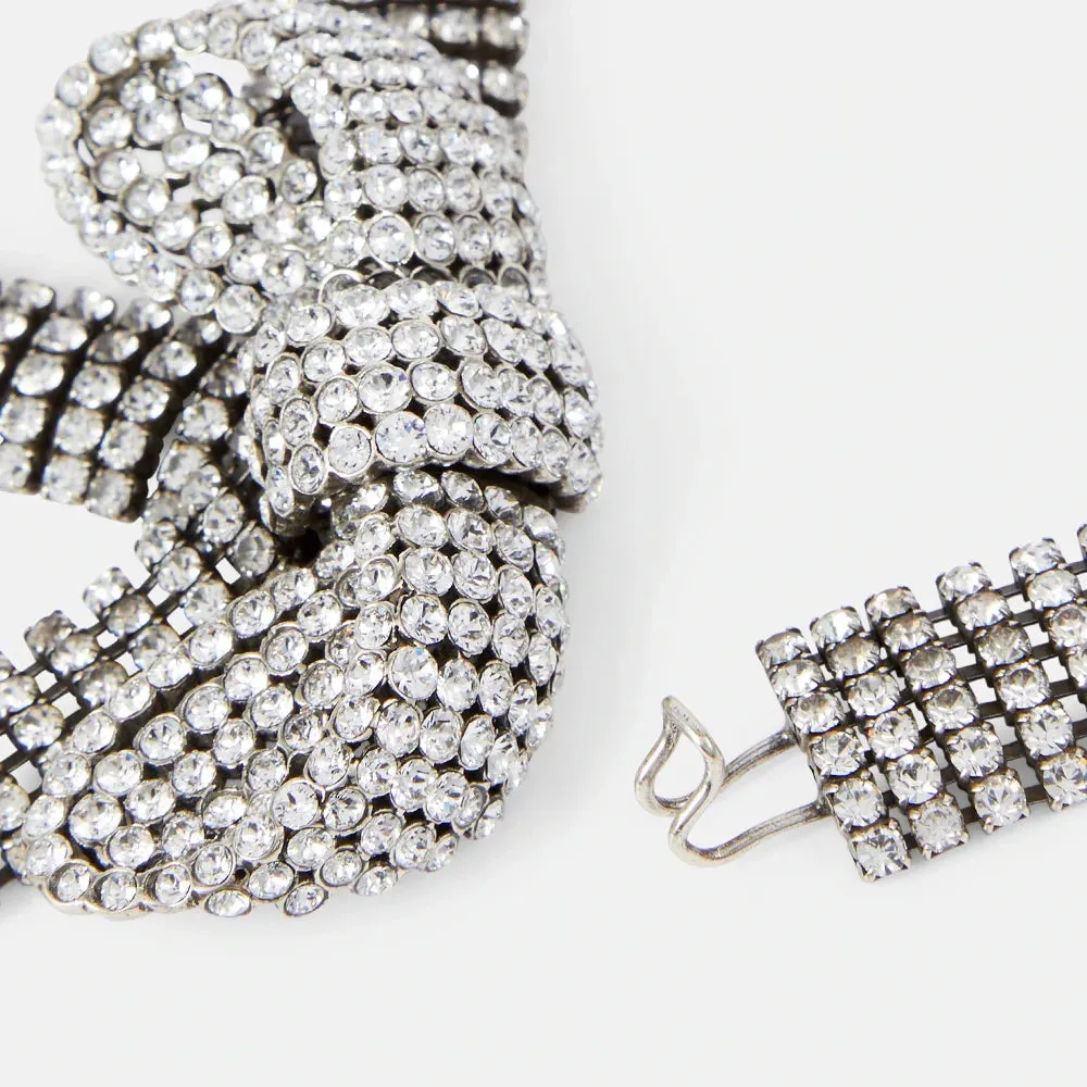 Chunky Crystal Exaggerated Bow Rhinestone Choker Necklace