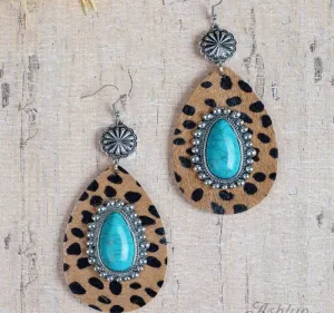 Country Cutie Teardrop Earrings with Stone, Brown