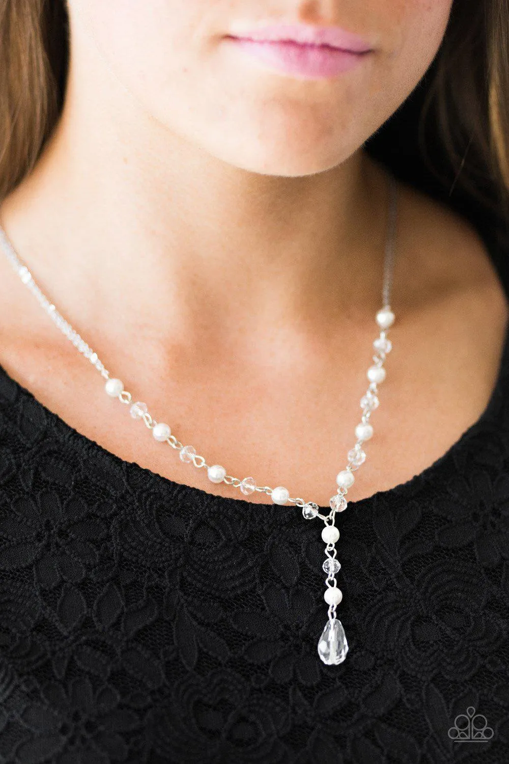 Diva Deluxe White Pearl Tassel Necklace - Paparazzi Accessories