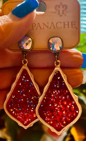 Gold Moroccan Pink Panache Teardrop Earrings New