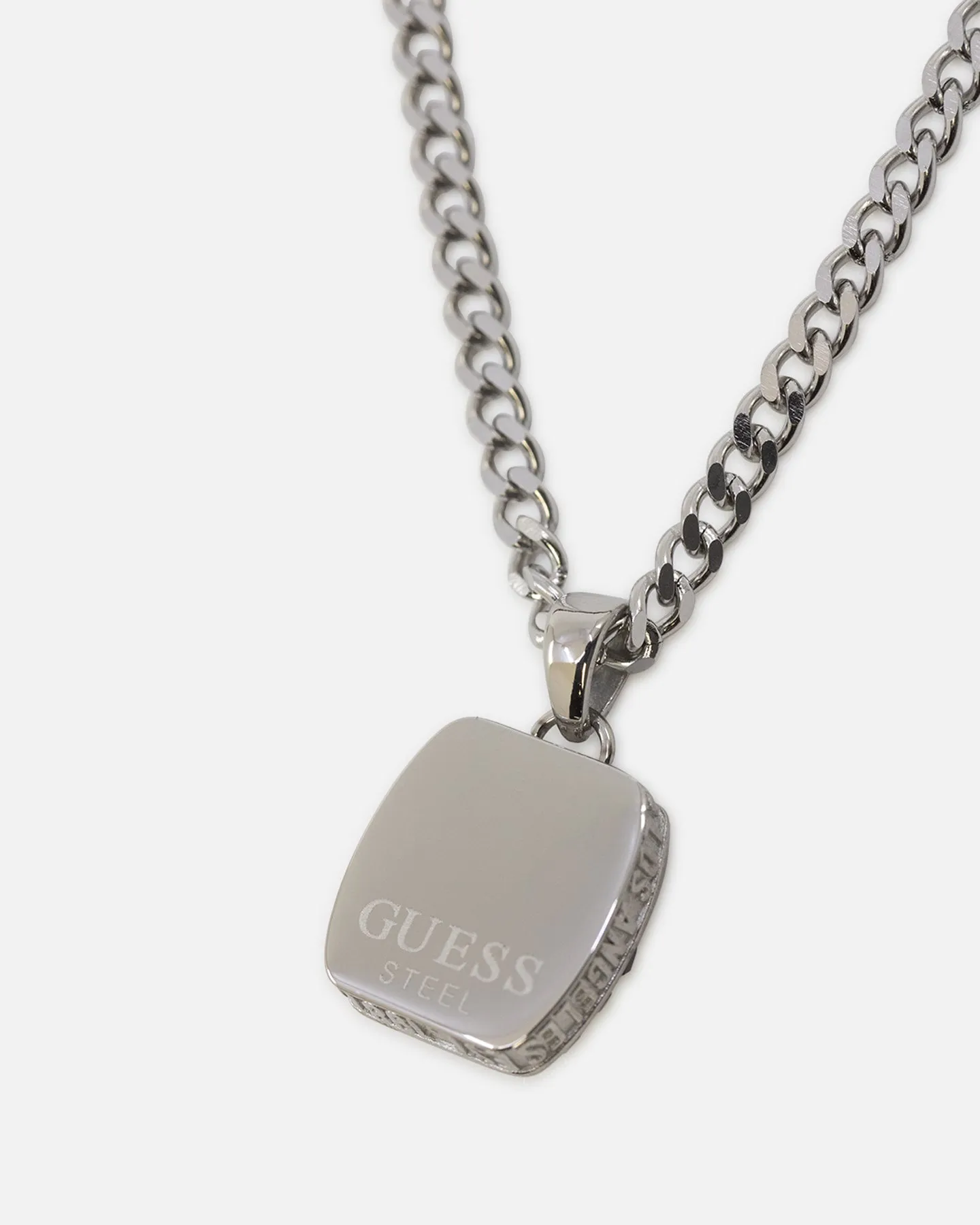 Guess Mainline 21" Lion 16mm Charm Necklace Silver