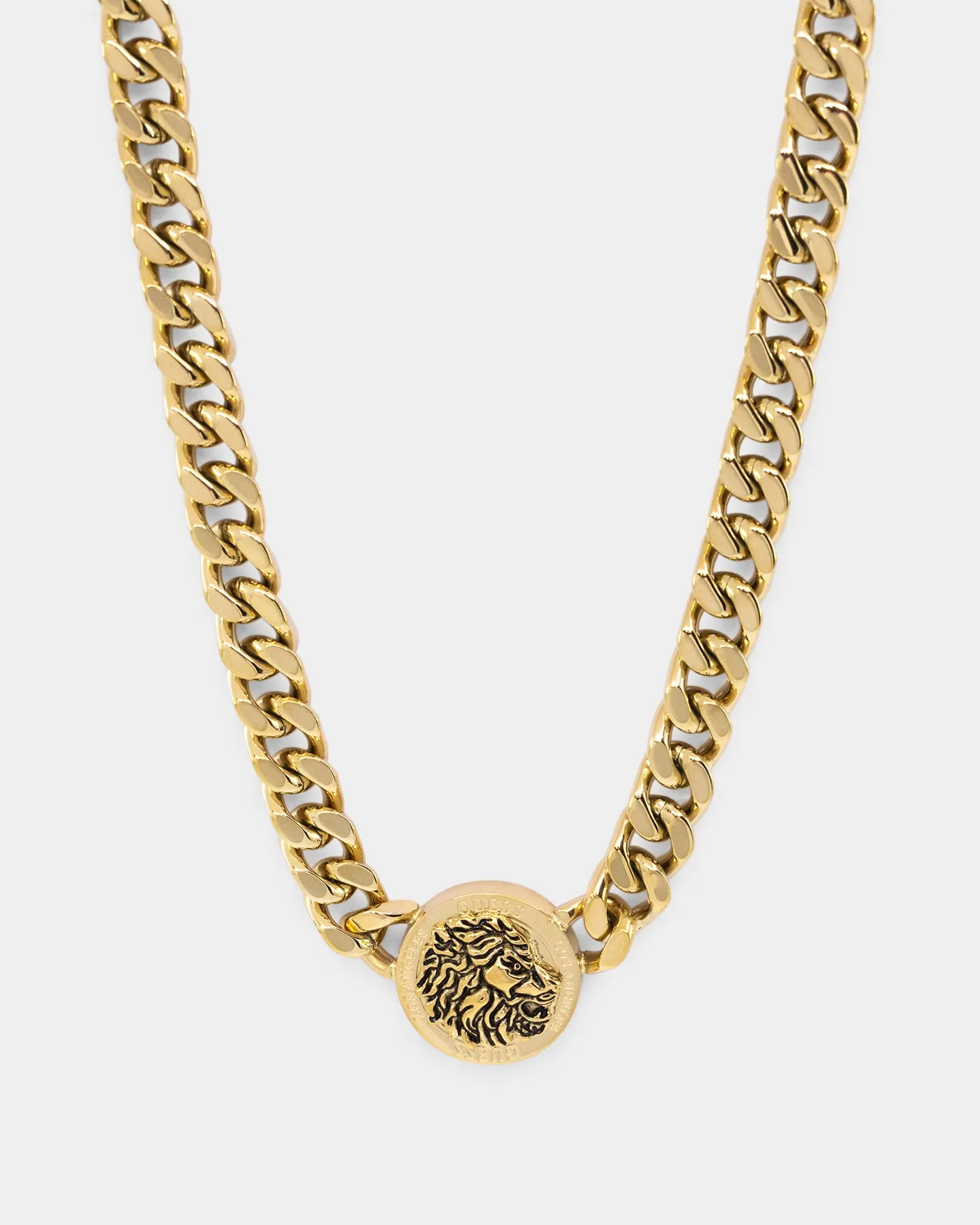 Guess Mainline 21" Side Lion Coin Necklace Gold