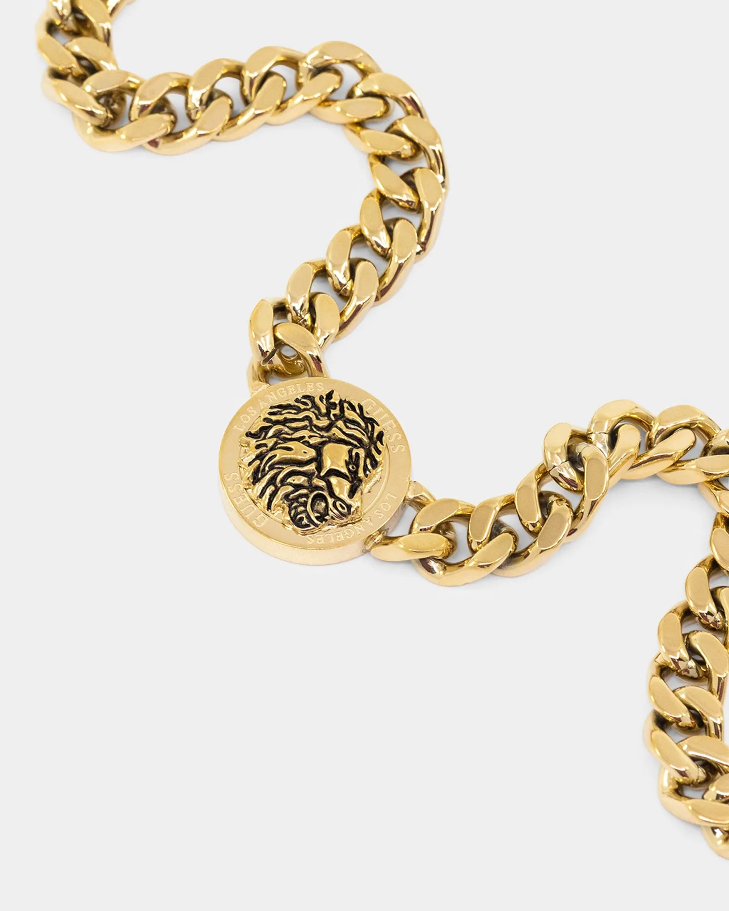 Guess Mainline 21" Side Lion Coin Necklace Gold