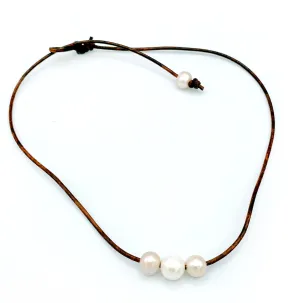 HC 3 Bead Freshwater Pearl Necklace