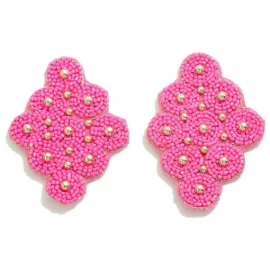 Hot Pink Circles Seed Bead Earrings