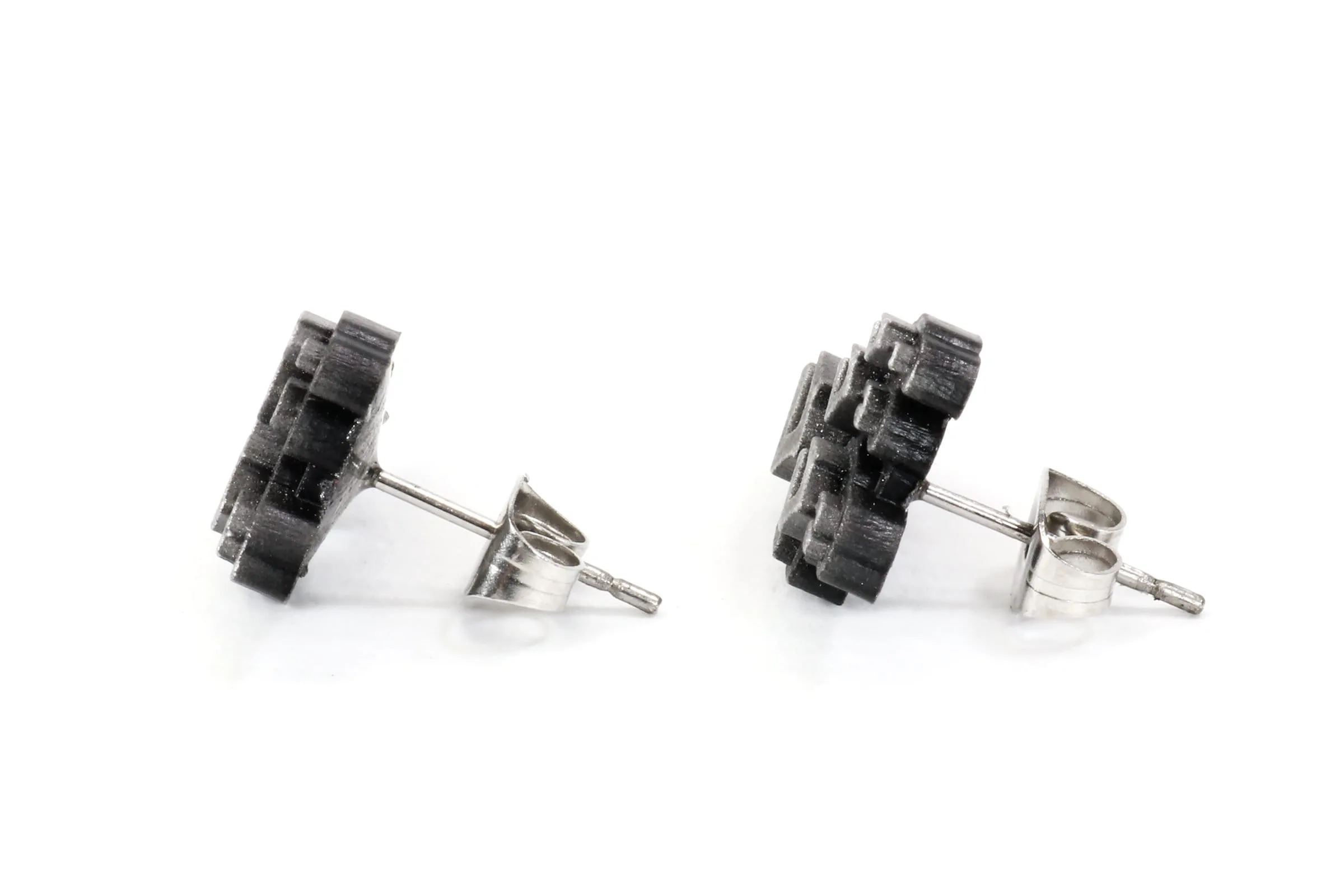 Menace Symbol Stainless Steel Studded Earrings Pair - Bizarre Adventure