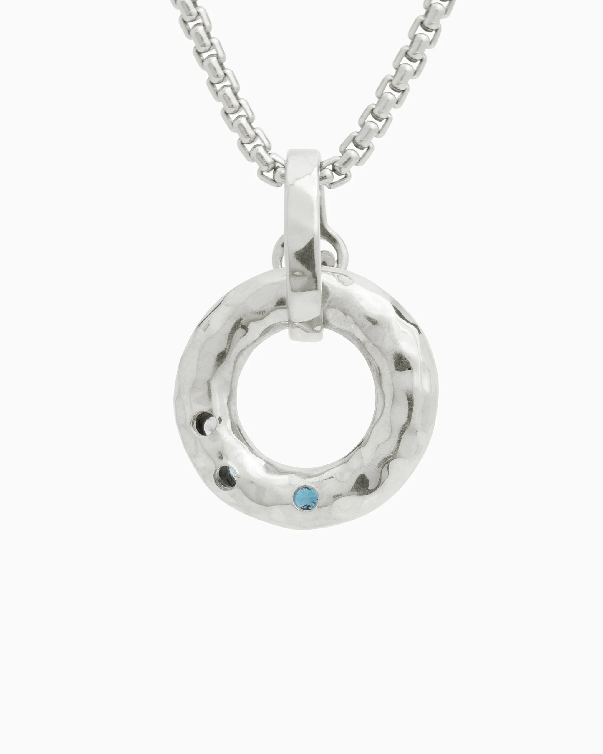 One Love Pendant with Stones - London Blue Topaz/Hampton Blue Topaz/White Zircon