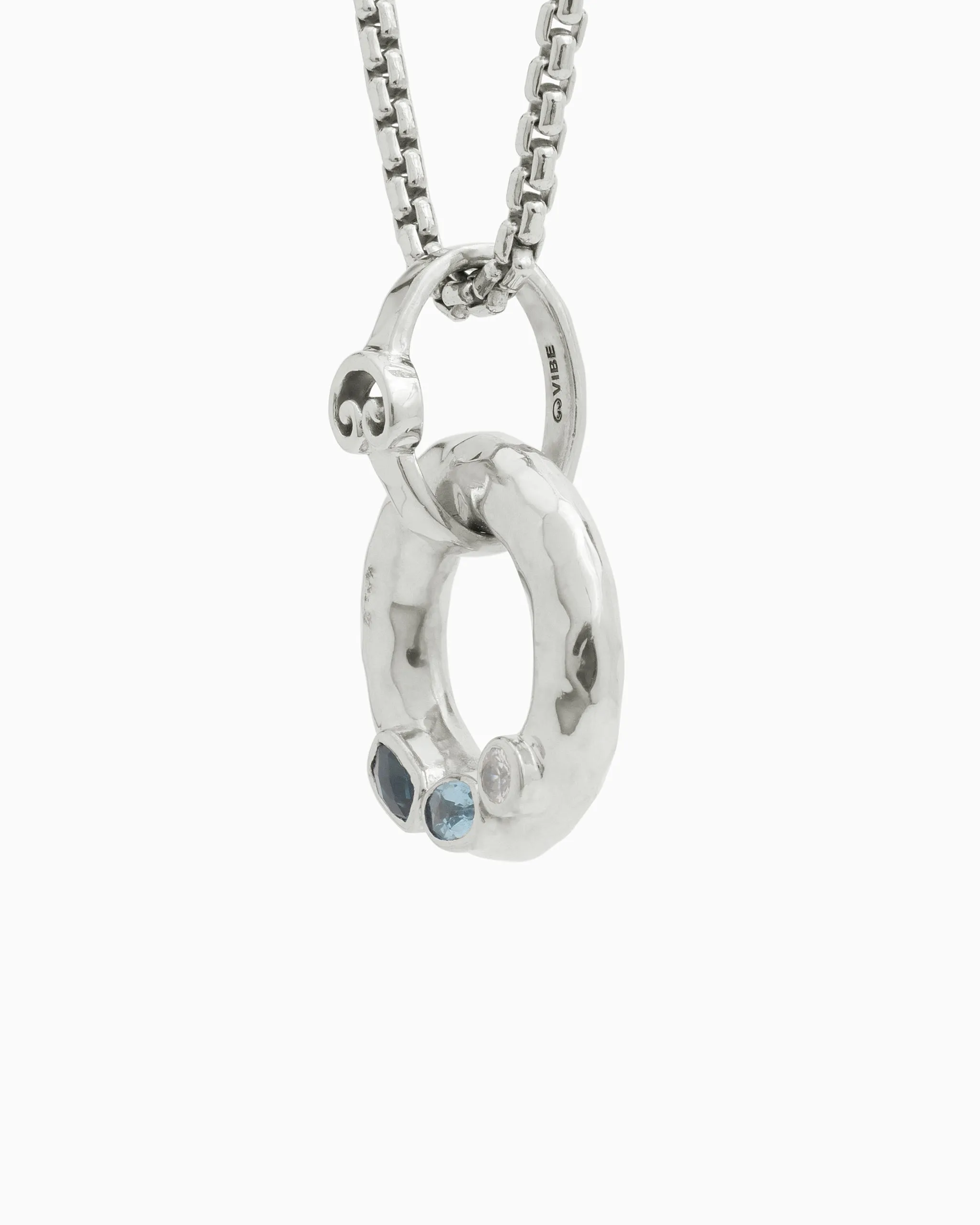 One Love Pendant with Stones - London Blue Topaz/Hampton Blue Topaz/White Zircon