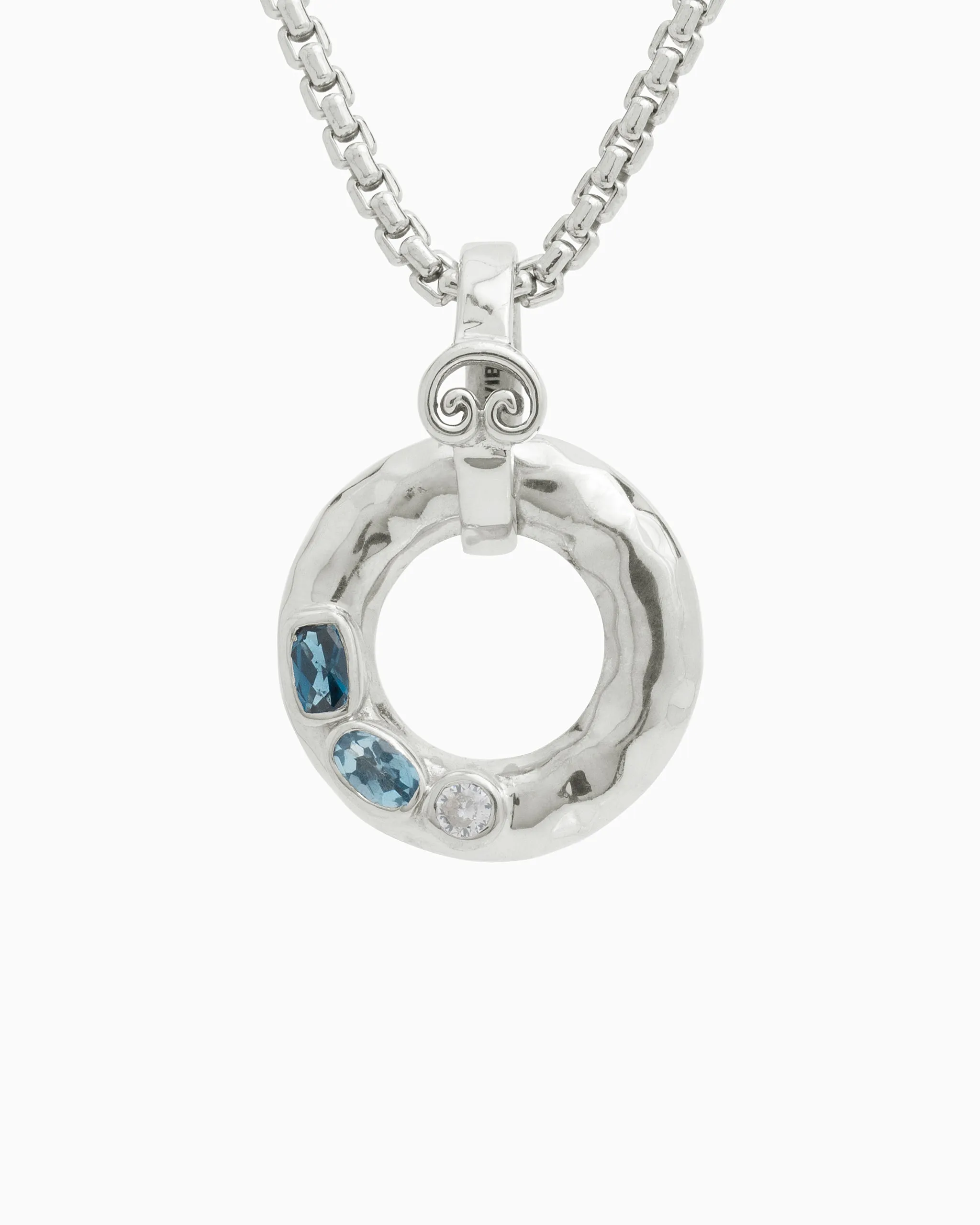 One Love Pendant with Stones - London Blue Topaz/Hampton Blue Topaz/White Zircon