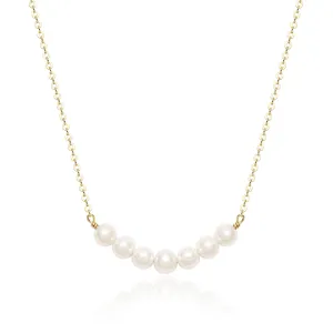 Organic Freshwater Pearl Bar Necklace Gold plated|5-1329-G