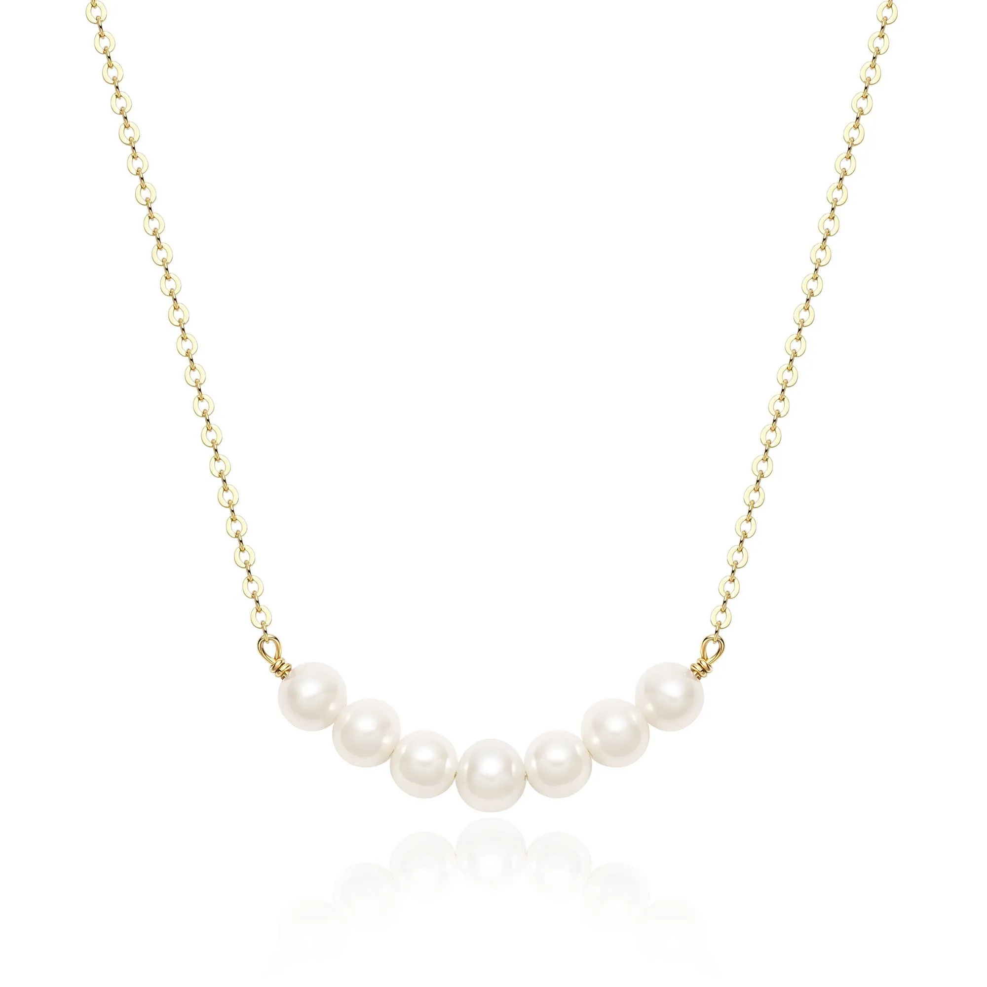 Organic Freshwater Pearl Bar Necklace Gold plated|5-1329-G