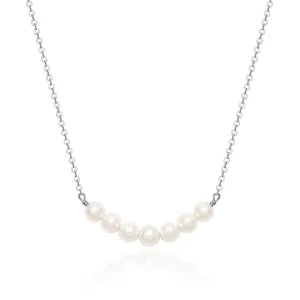Organic Freshwater Pearl Bar Necklace Rhodium plate|5-1329-R