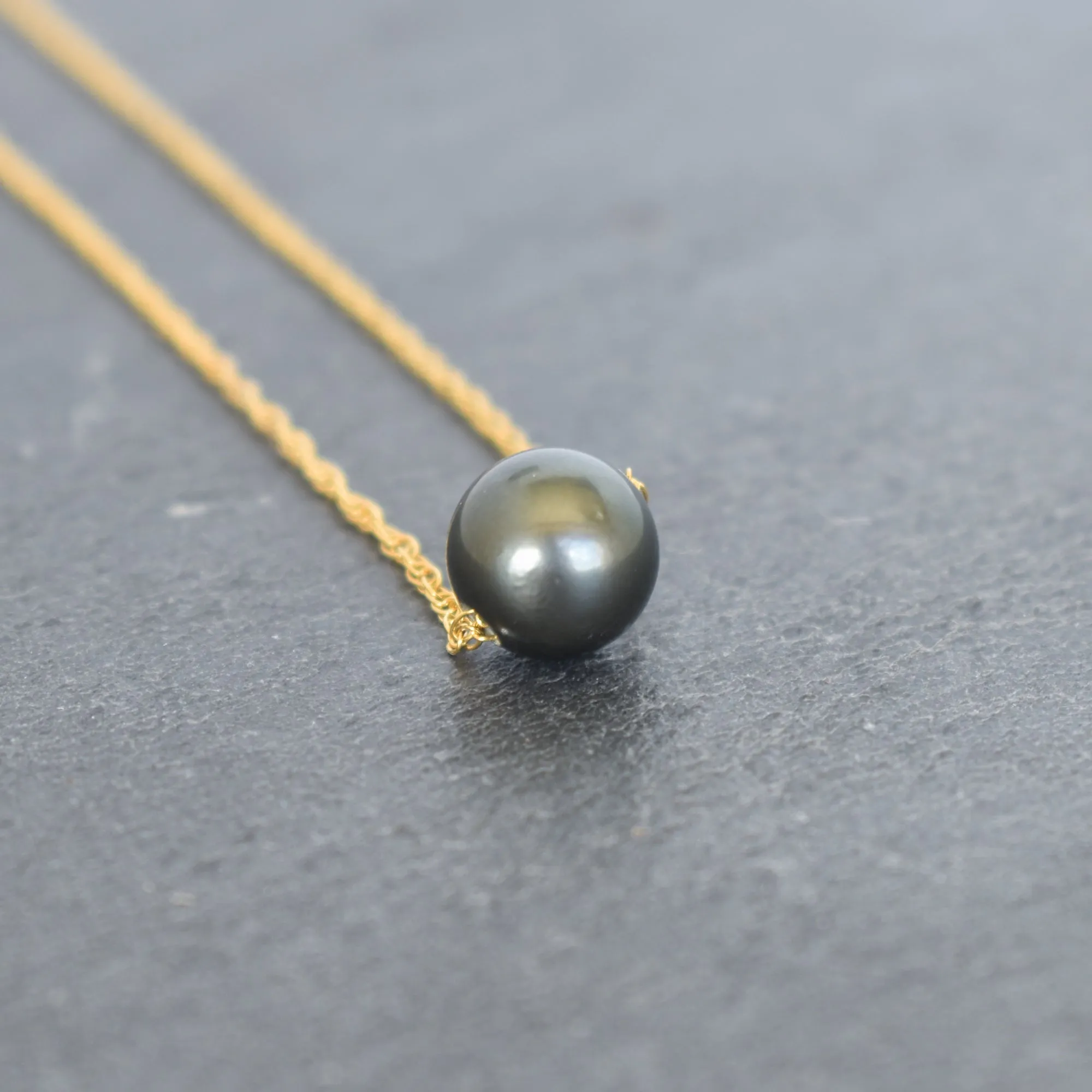 Round Tahitian Pearl with Double Rope Chain
