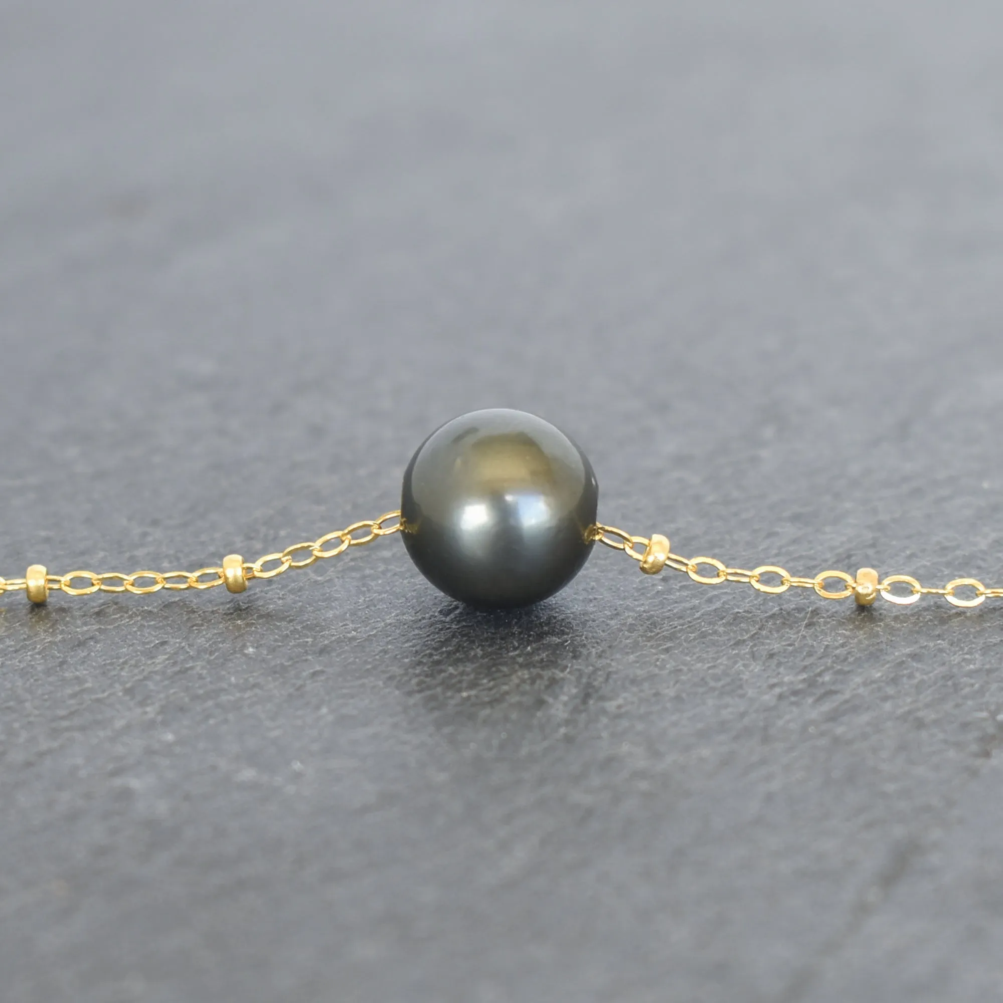 Round Tahitian Pearl with Double Rope Chain