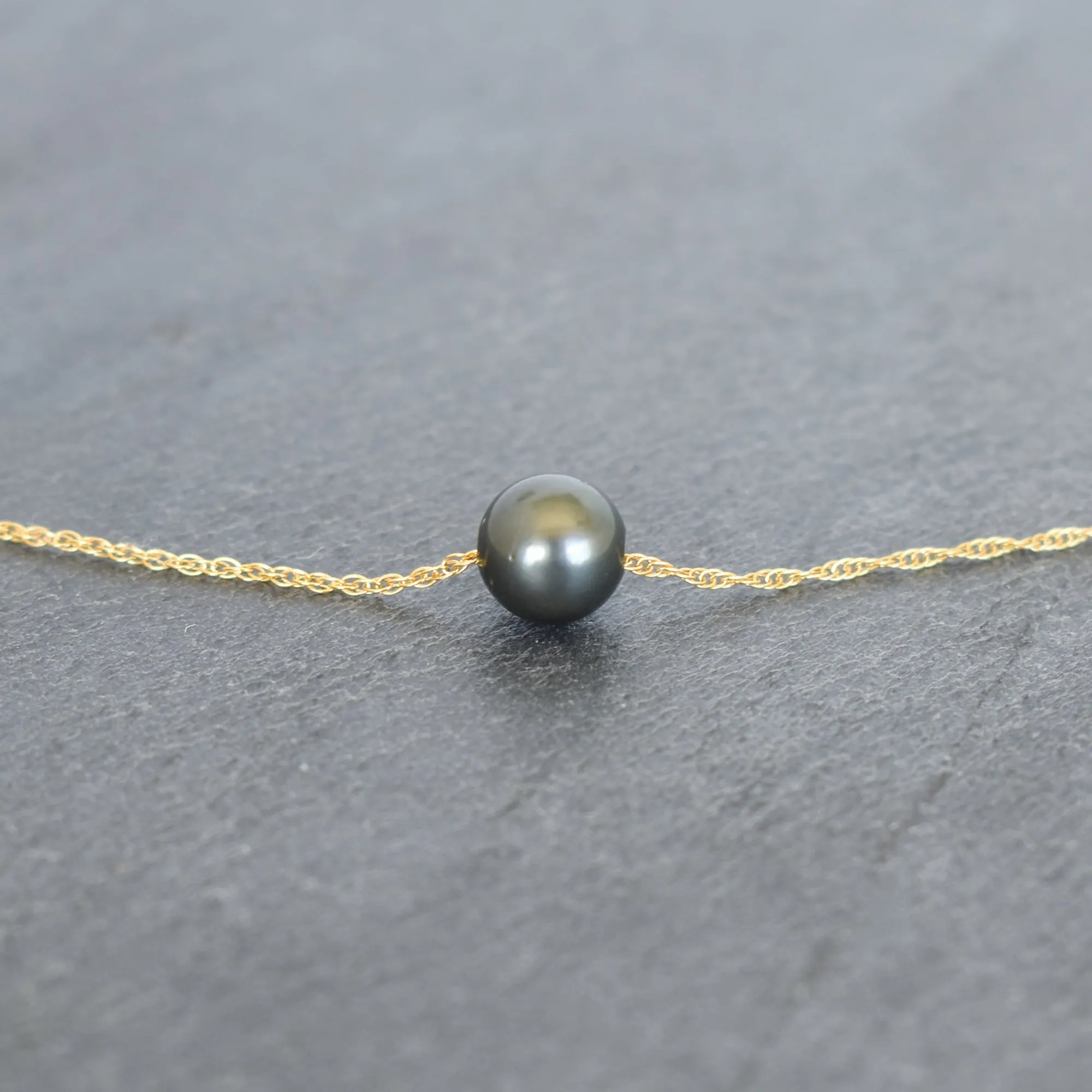 Round Tahitian Pearl with Double Rope Chain