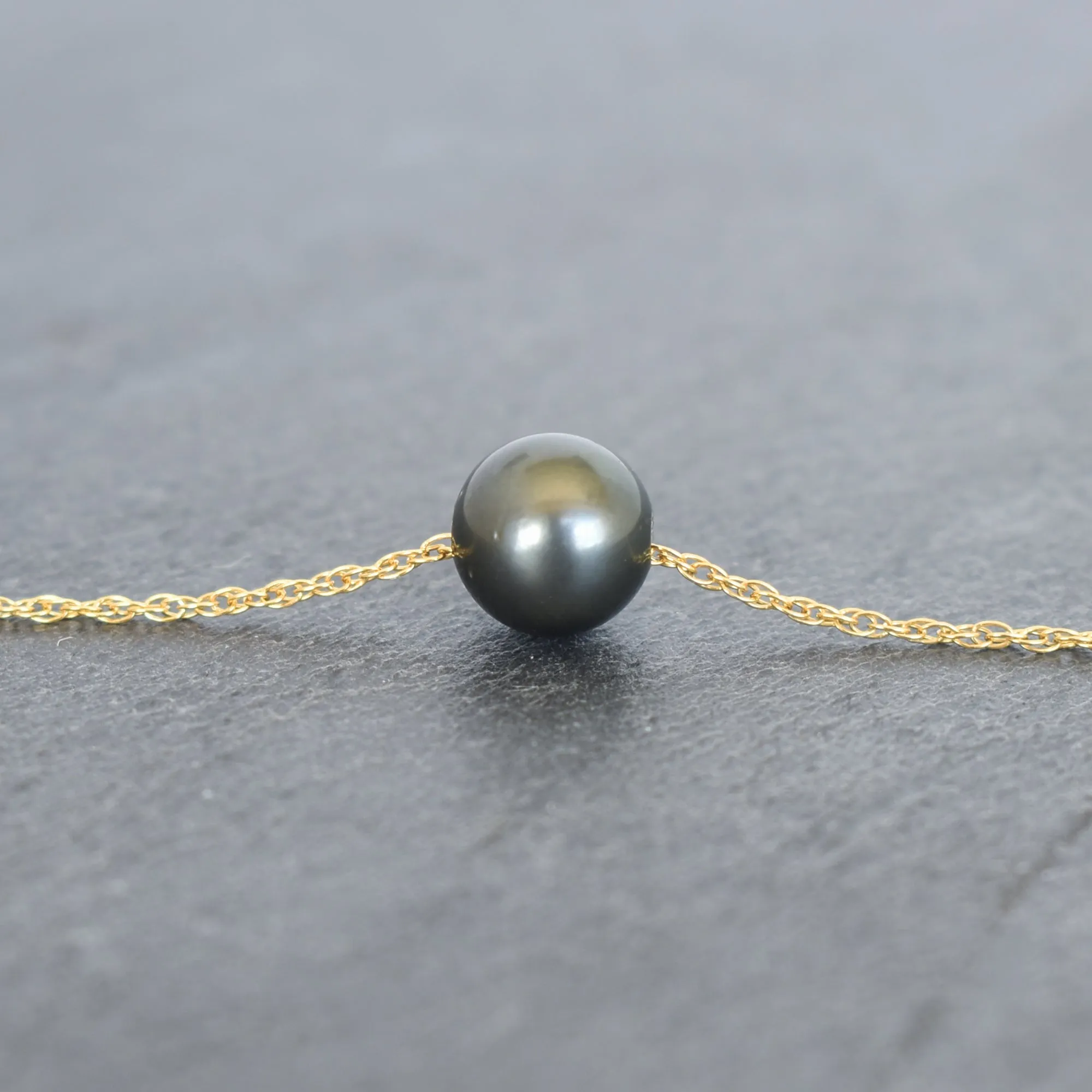 Round Tahitian Pearl with Double Rope Chain