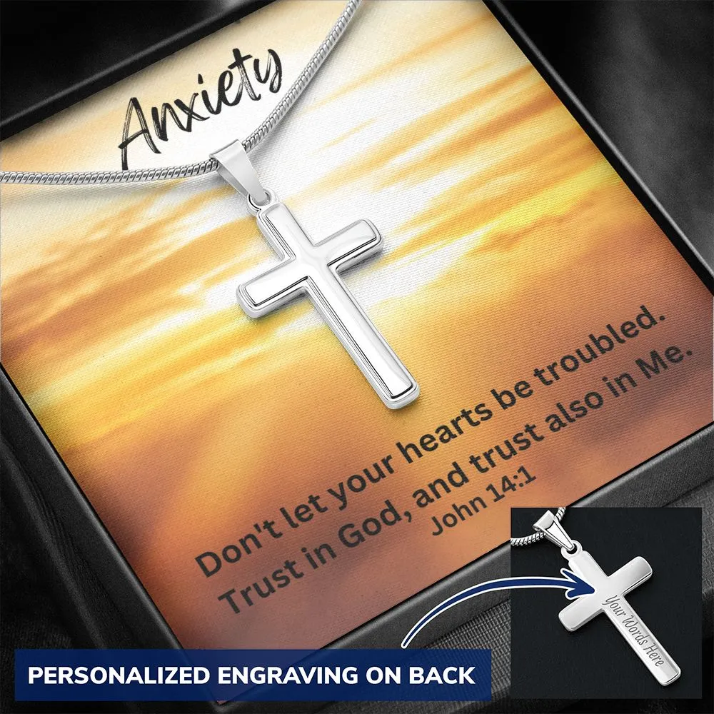 Scripture for Anxiety.  Personalized Cross Necklace, Gifts for Him, Gifts for Her, Cross Necklace, Religious Jewelry, Baptism Gift