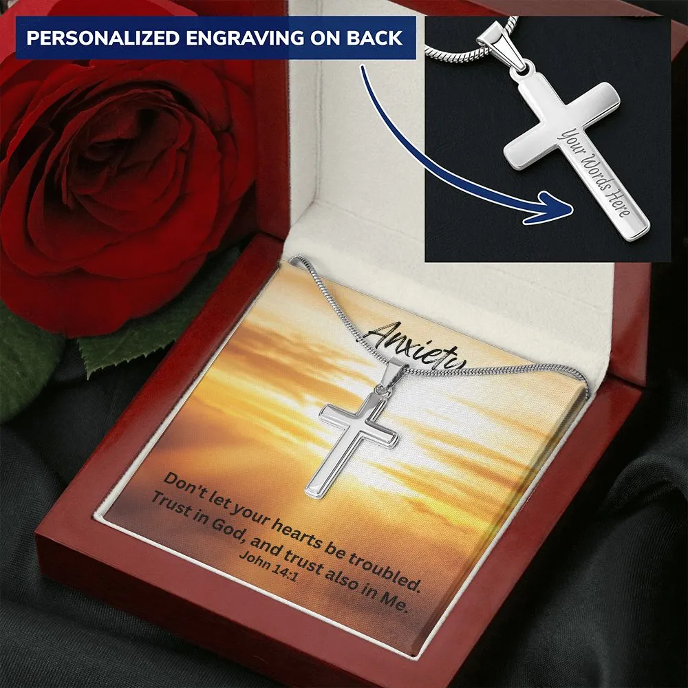 Scripture for Anxiety.  Personalized Cross Necklace, Gifts for Him, Gifts for Her, Cross Necklace, Religious Jewelry, Baptism Gift