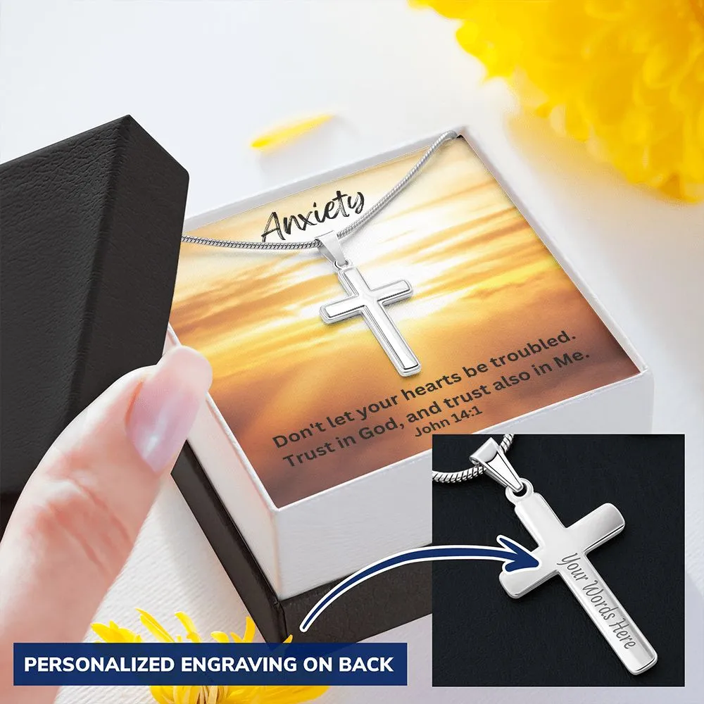 Scripture for Anxiety.  Personalized Cross Necklace, Gifts for Him, Gifts for Her, Cross Necklace, Religious Jewelry, Baptism Gift