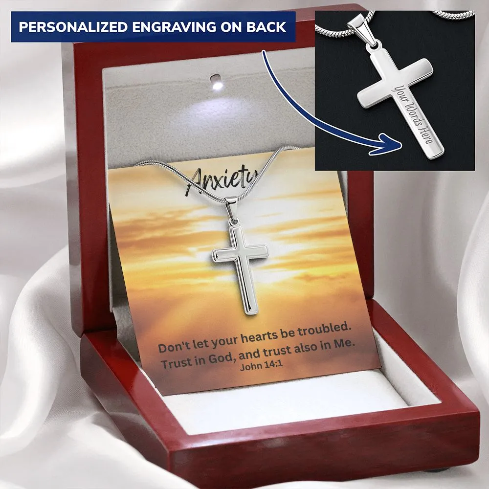 Scripture for Anxiety.  Personalized Cross Necklace, Gifts for Him, Gifts for Her, Cross Necklace, Religious Jewelry, Baptism Gift