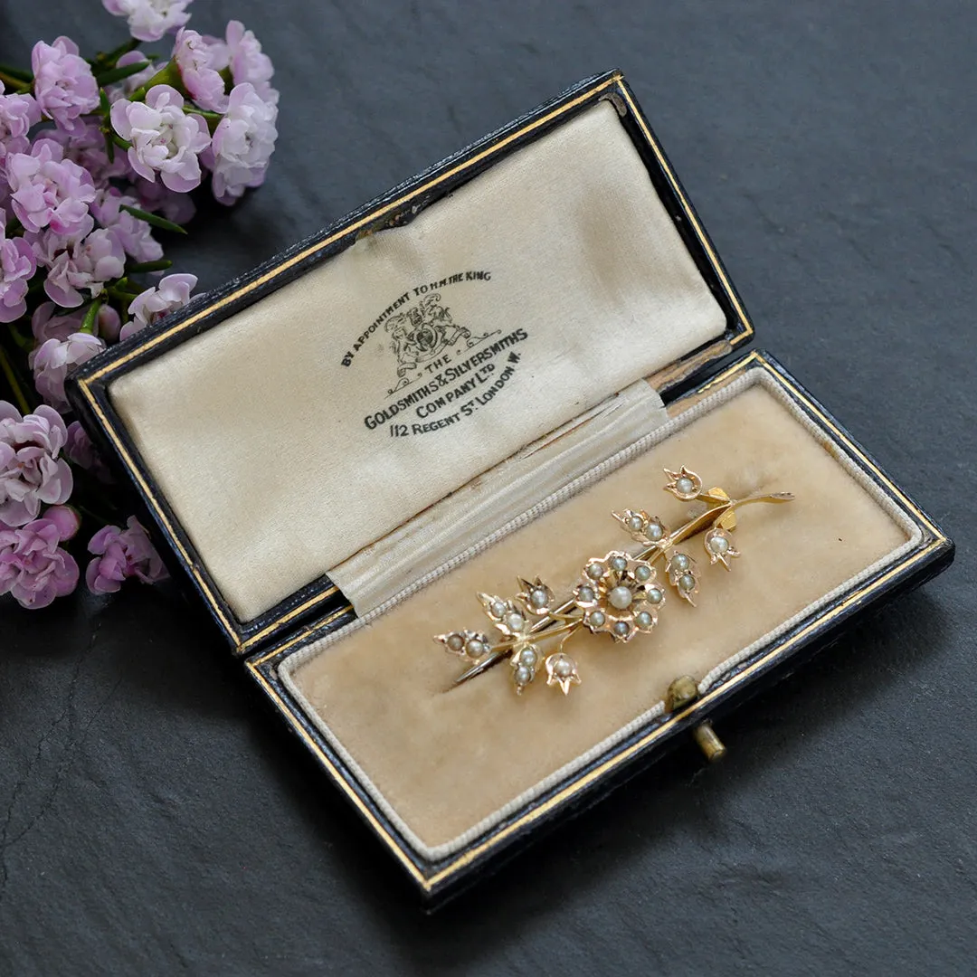 Seed Pearl Spray Brooch