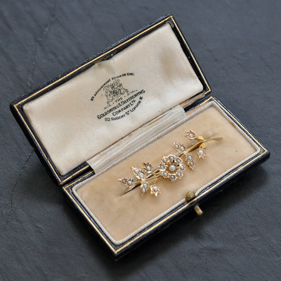 Seed Pearl Spray Brooch