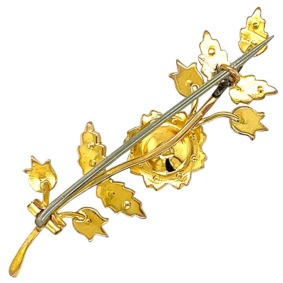 Seed Pearl Spray Brooch