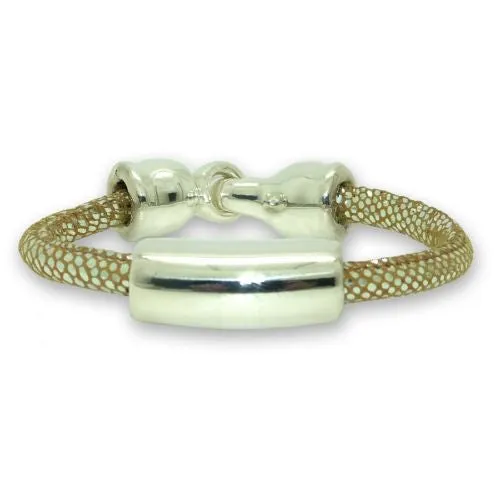 Simon Sebbag Sterling Silver 925 Bead Bracelet Sueded Pearl Leather 230P