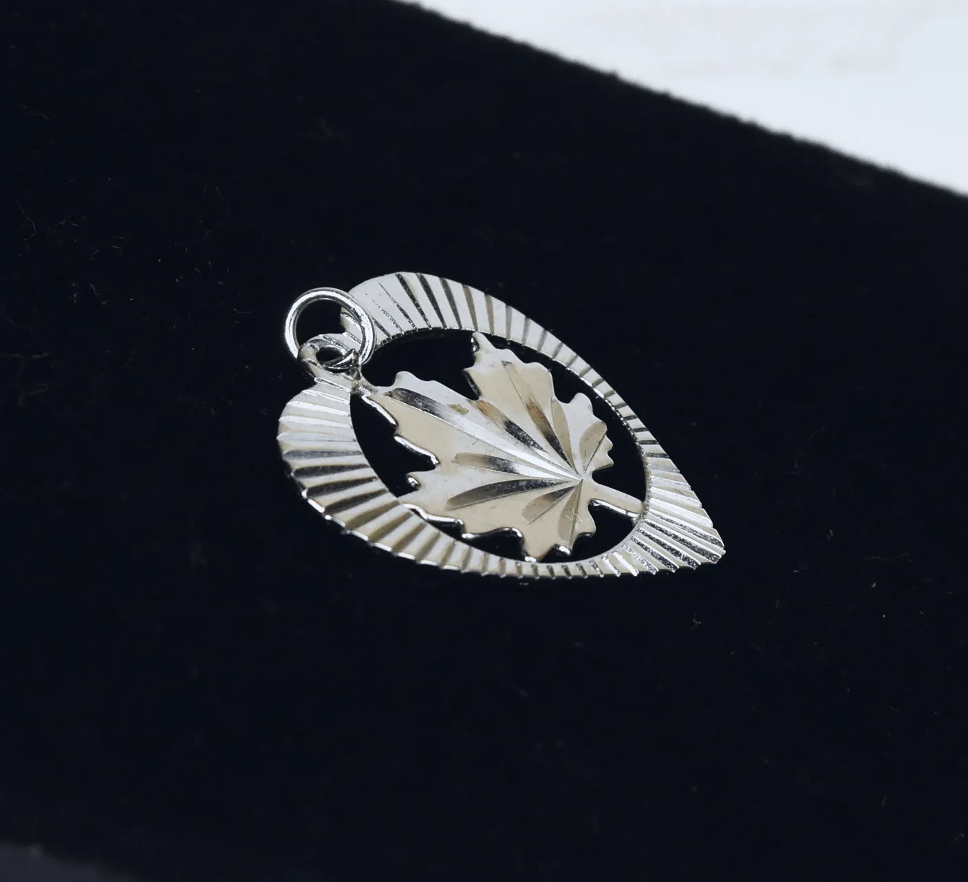Sterling Silver Maple Leaf Heart Pendant