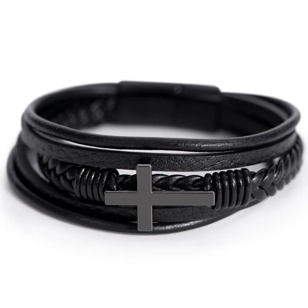 To My Man, Big Crazy Beautiful World Men's Cross Bracelet