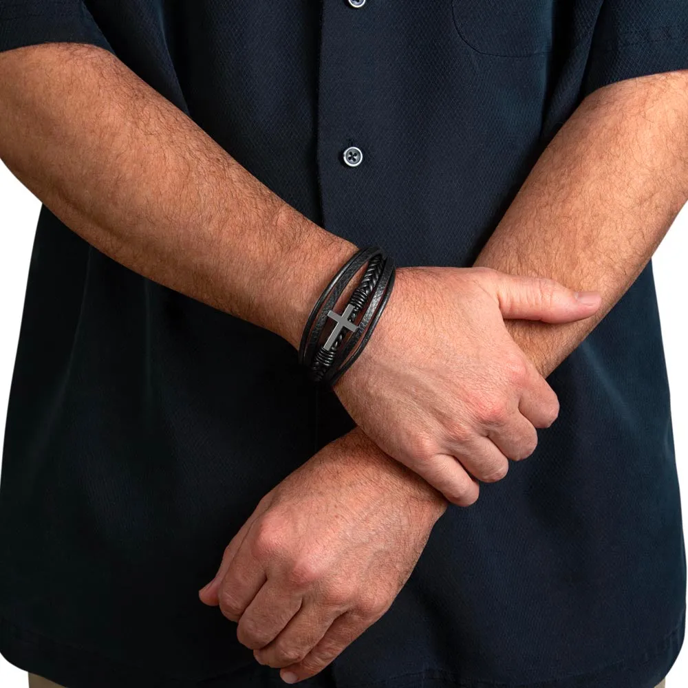 To My Man, Big Crazy Beautiful World Men's Cross Bracelet