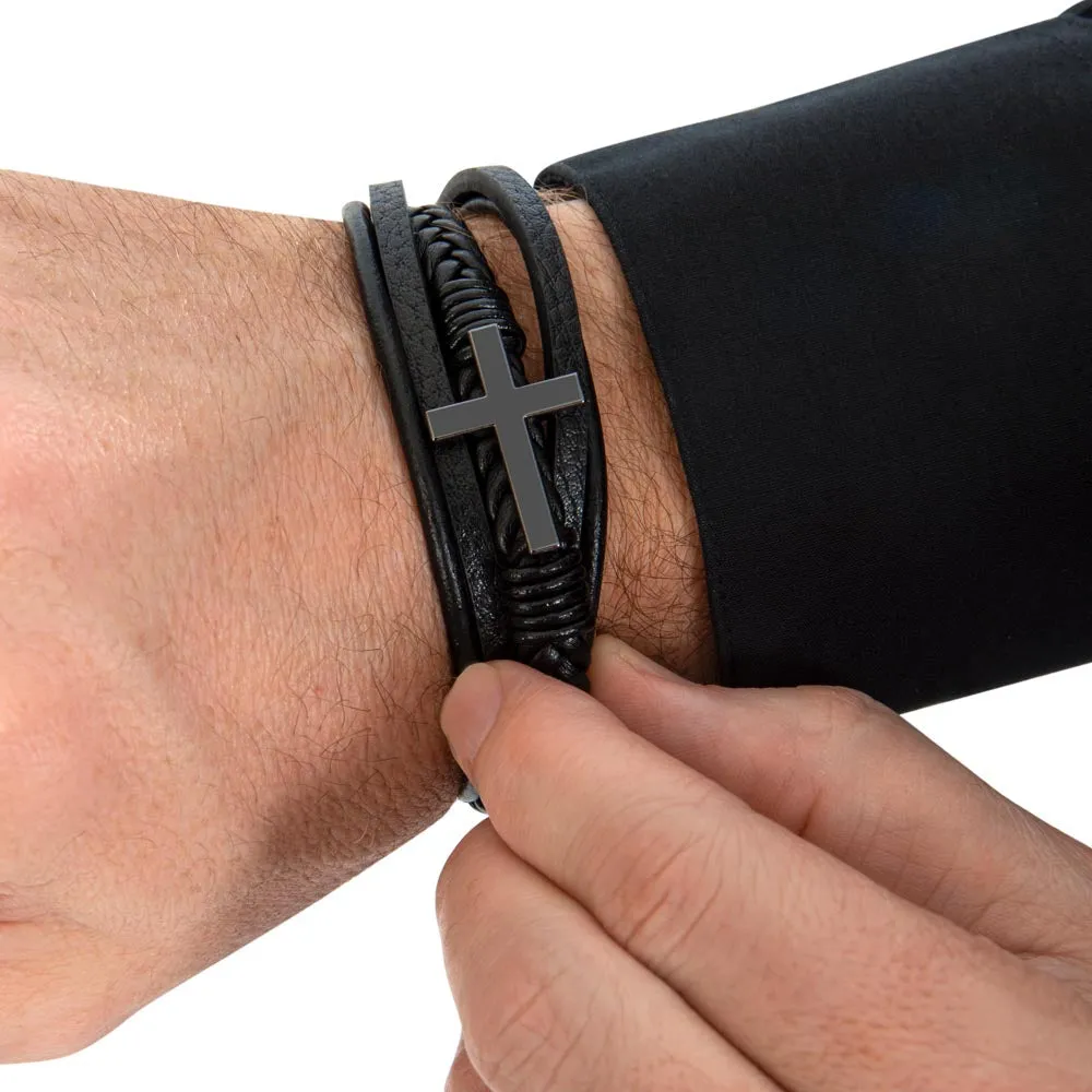 To My Man, Big Crazy Beautiful World Men's Cross Bracelet