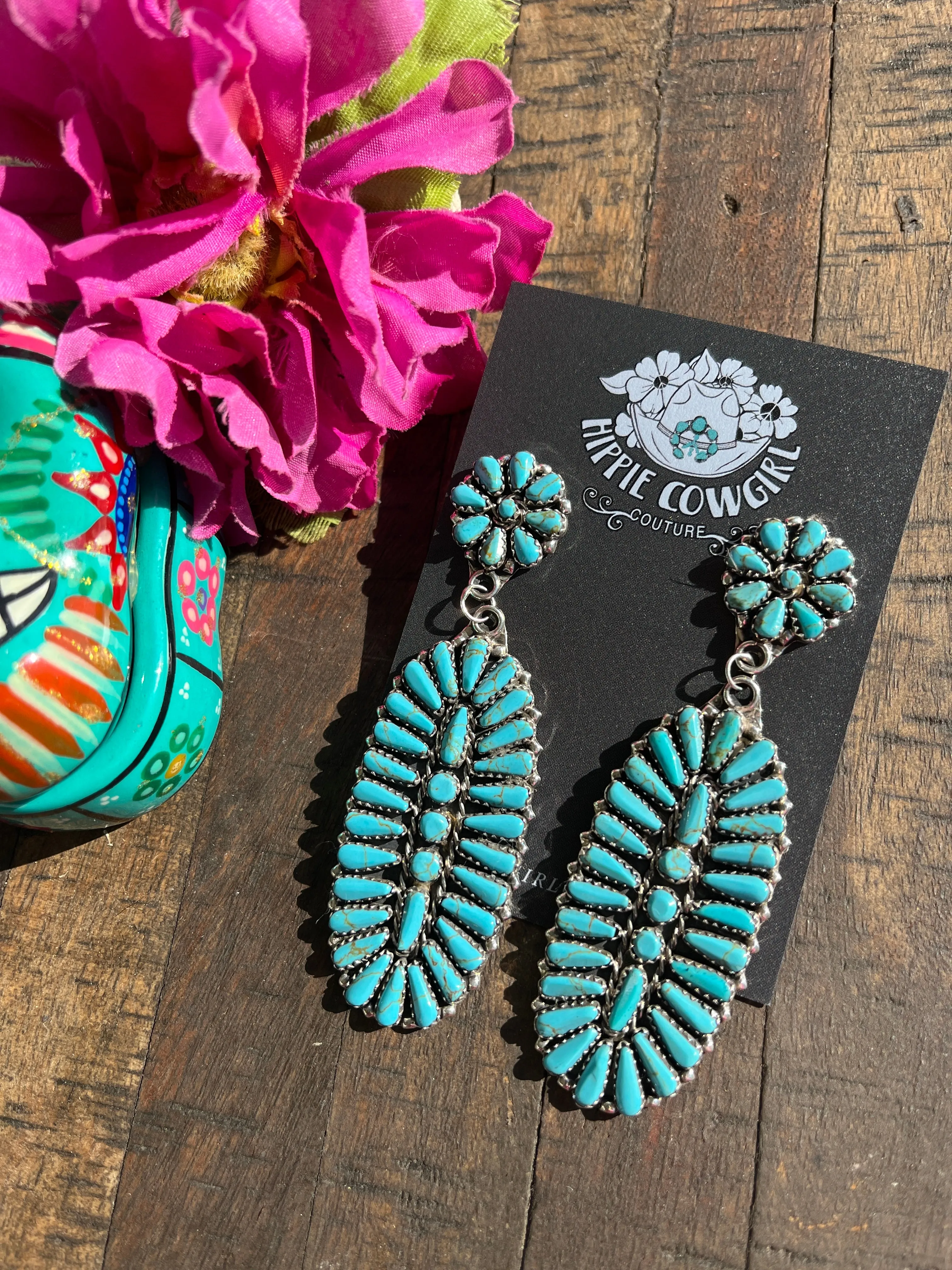 Turquoise Cluster Earrings