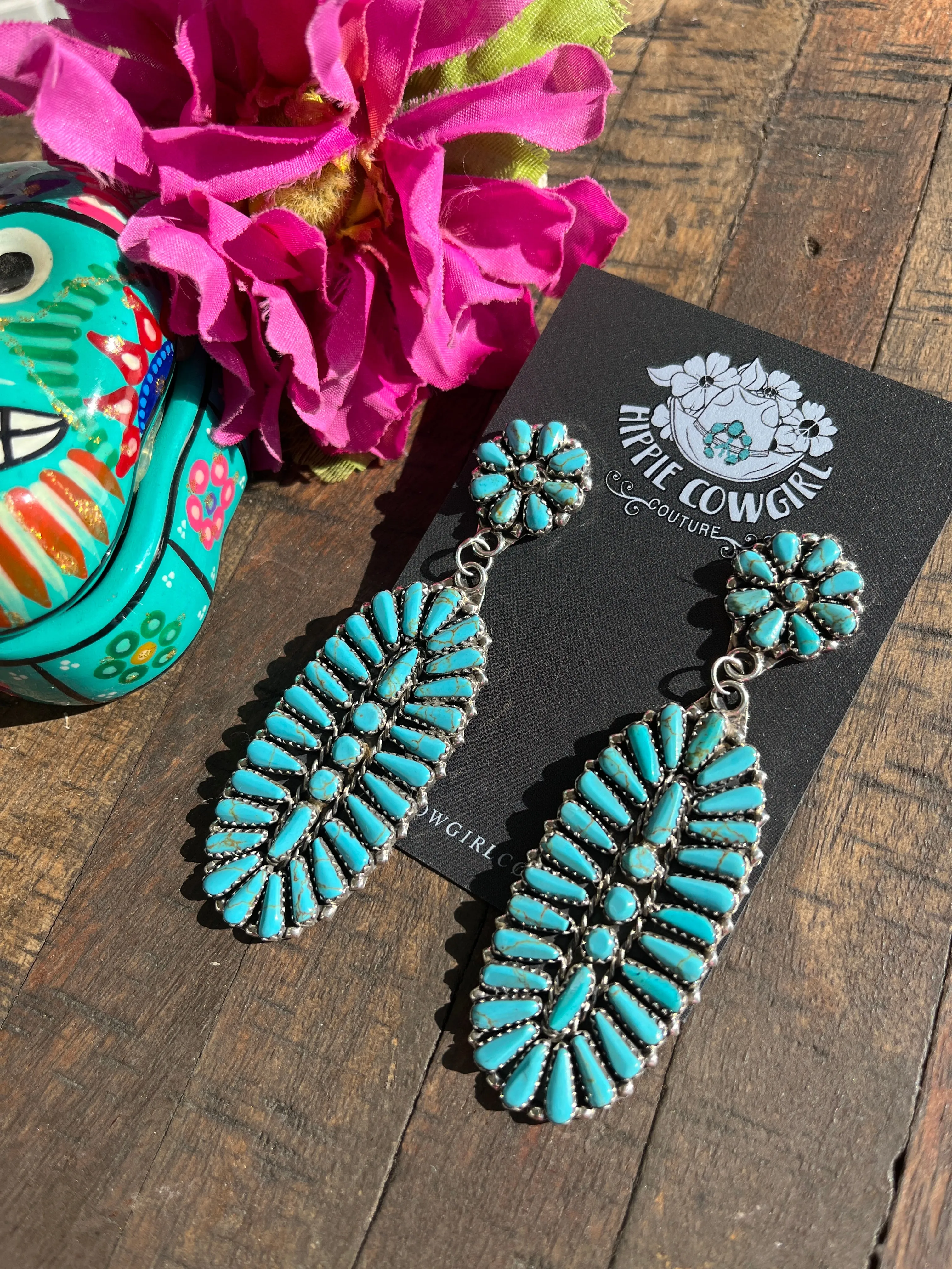 Turquoise Cluster Earrings